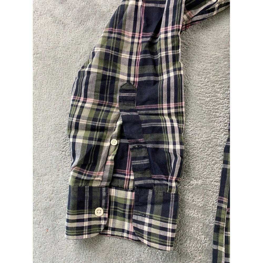 J.Crew Mens XL Slim Fit Indian Madras Plaid Button Down Shirt Navy Green Pink - Picture 4 of 12